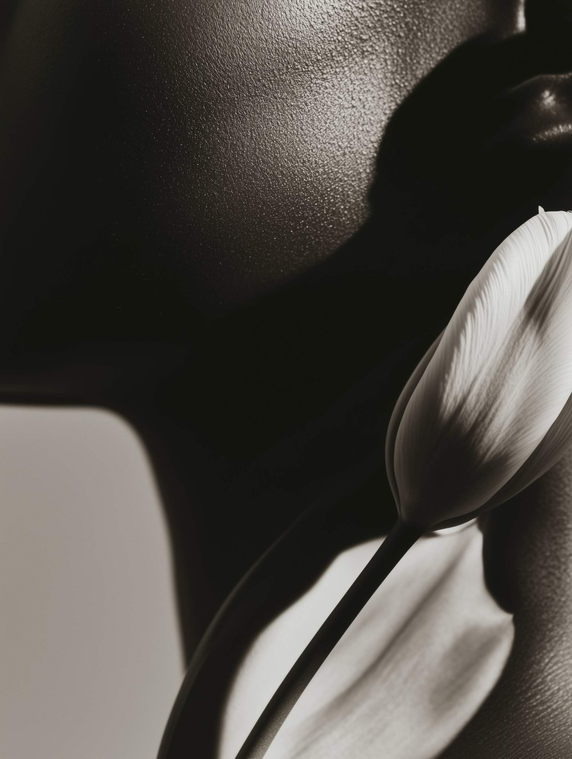 - Sculpted neck with soft white tulip