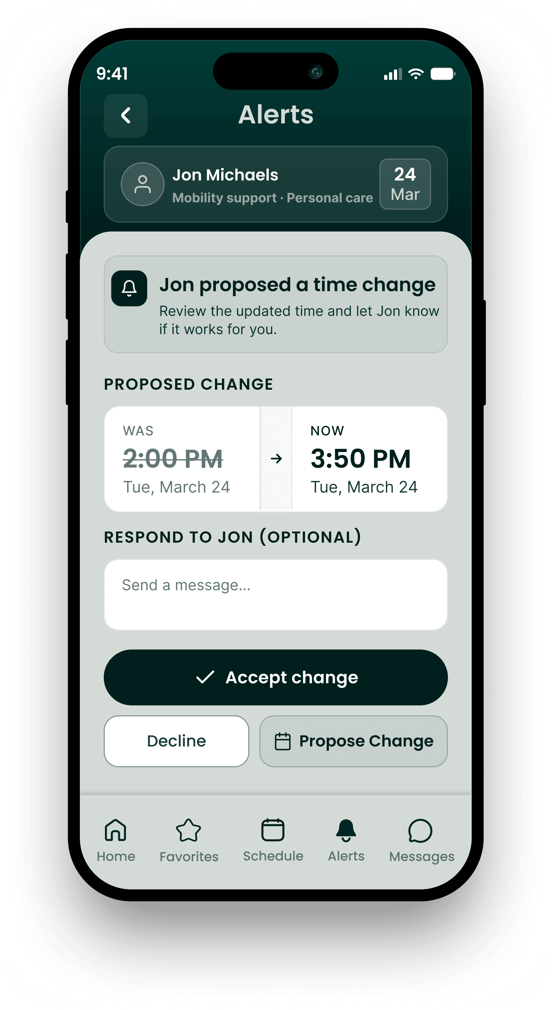 The top half of a screen of a mobile device
