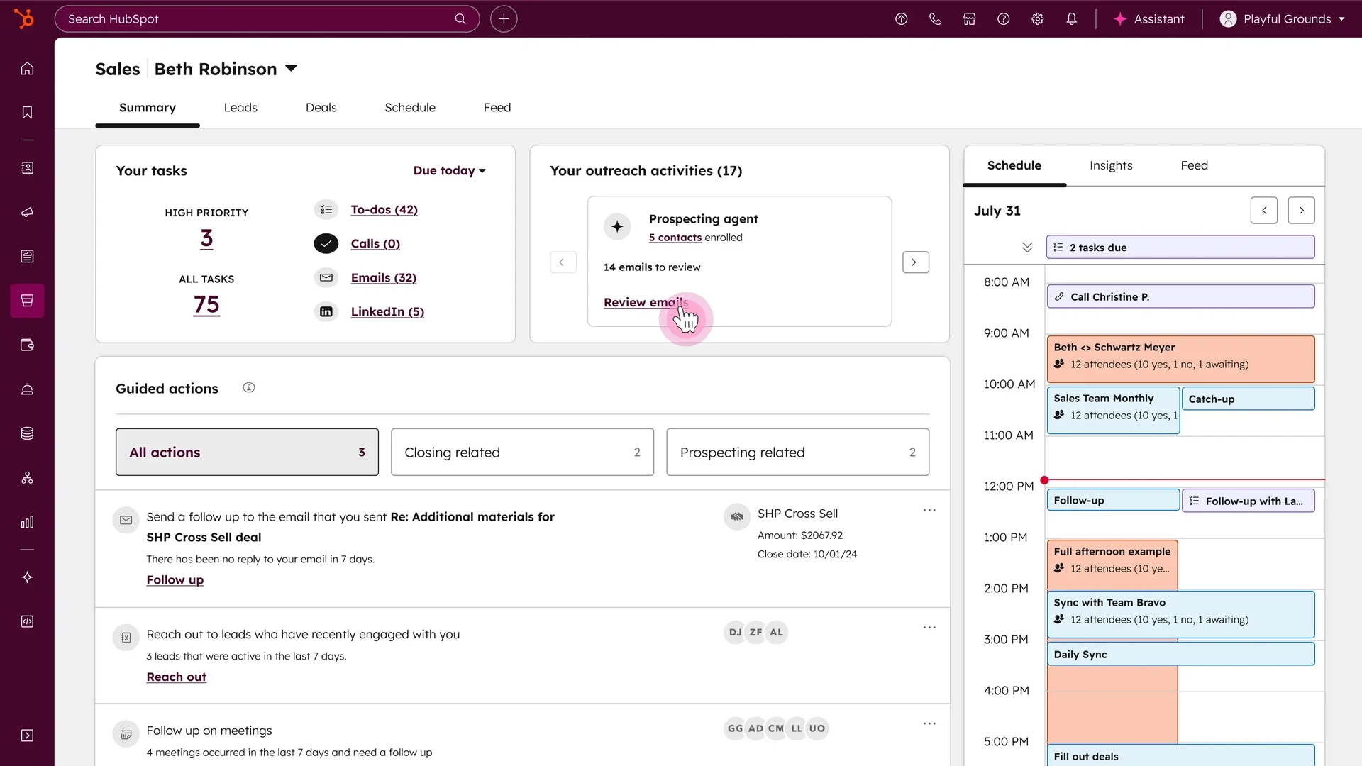 Hubspot Product View.