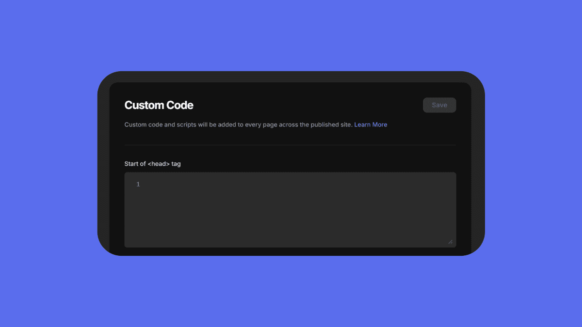 Framer allows you to add code to your site's head tag.