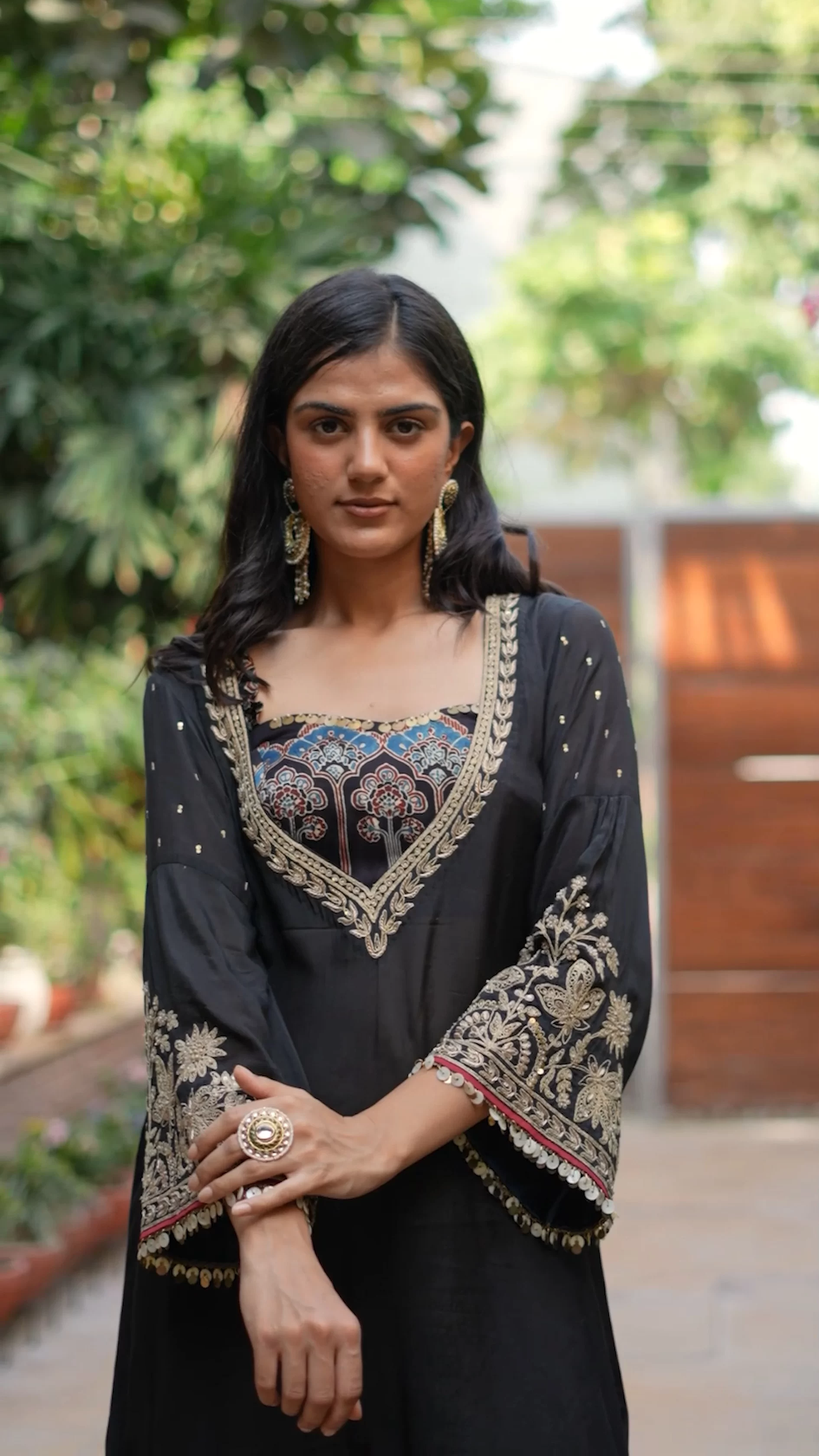 Noor Black Embroidered Bustier Set With Printed Tulip Pants 2