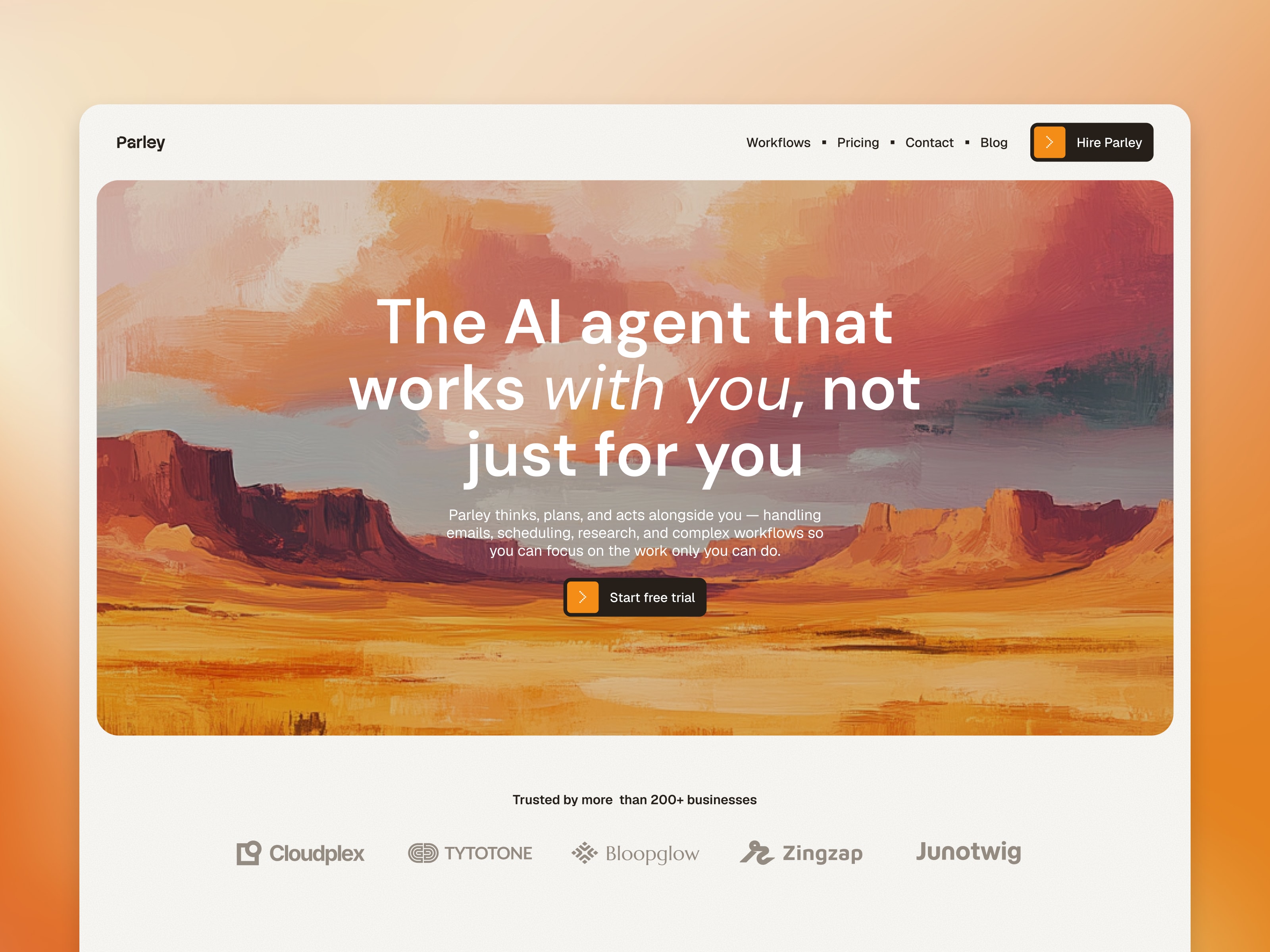 Parley free Framer template for AI products and early-stage SaaS websites