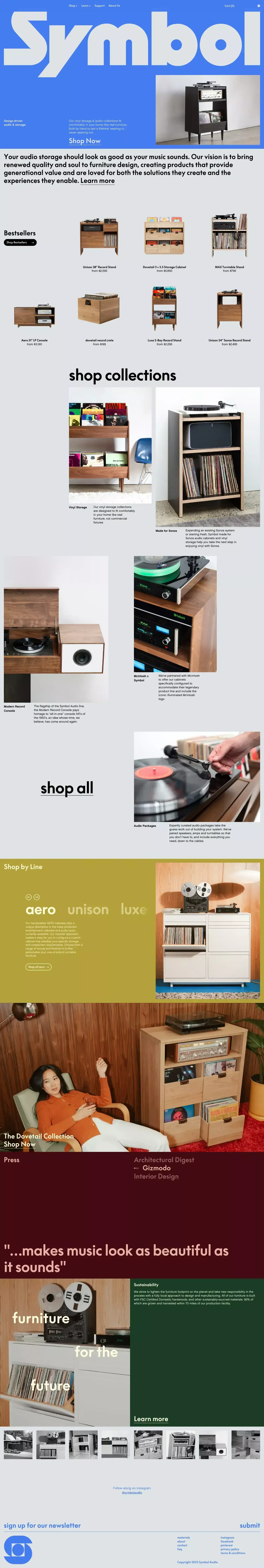 Custom Audio Furniture & Vinyl Record St ecommerce page screenshot showcasing Design and Furniture & Interiors design