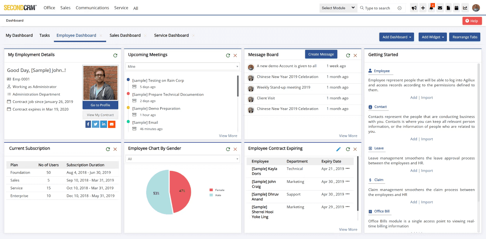 Second CRM interface