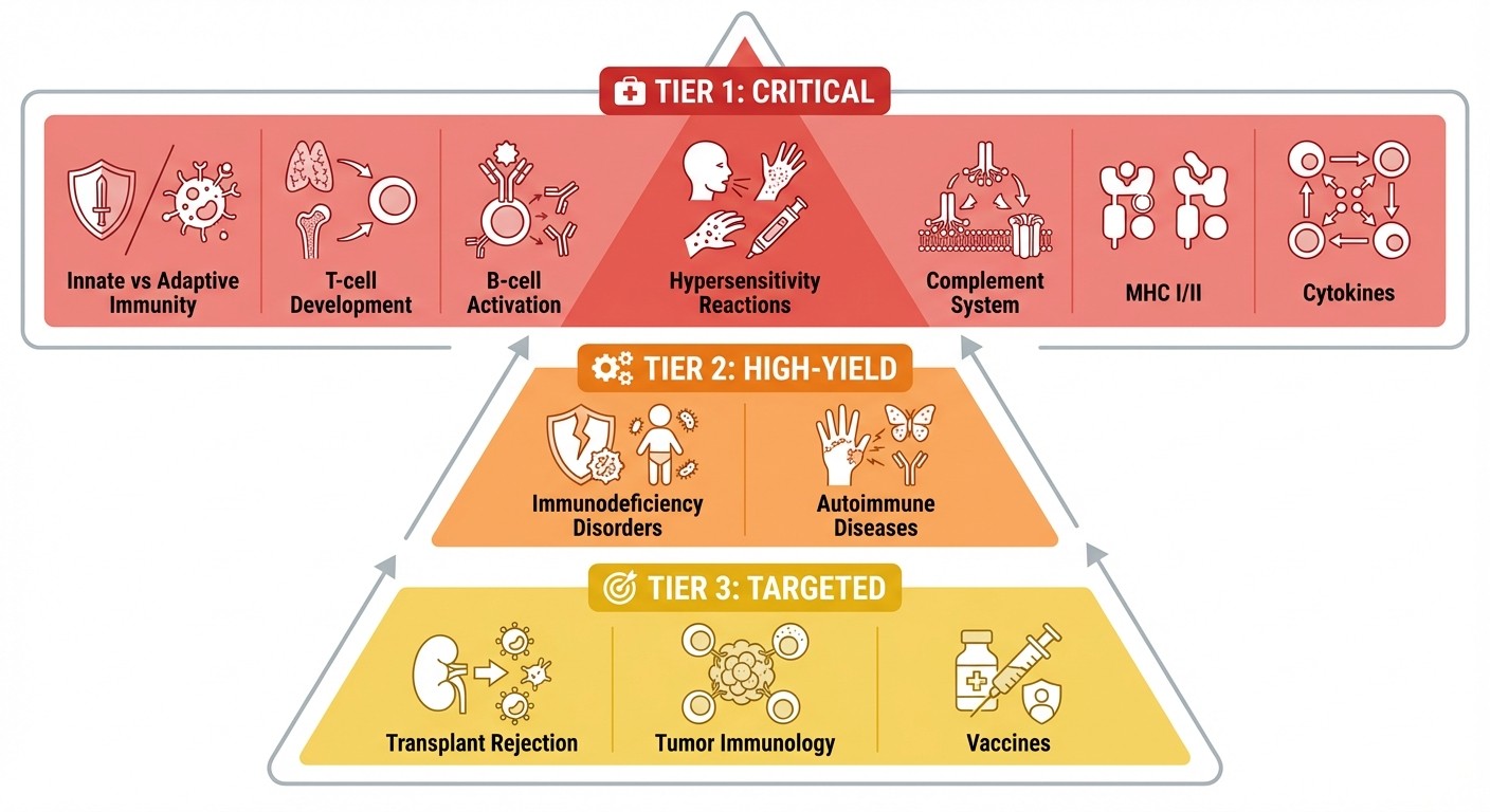 USMLE Step 1 Immunology High-Yield Topics Priority Tiers