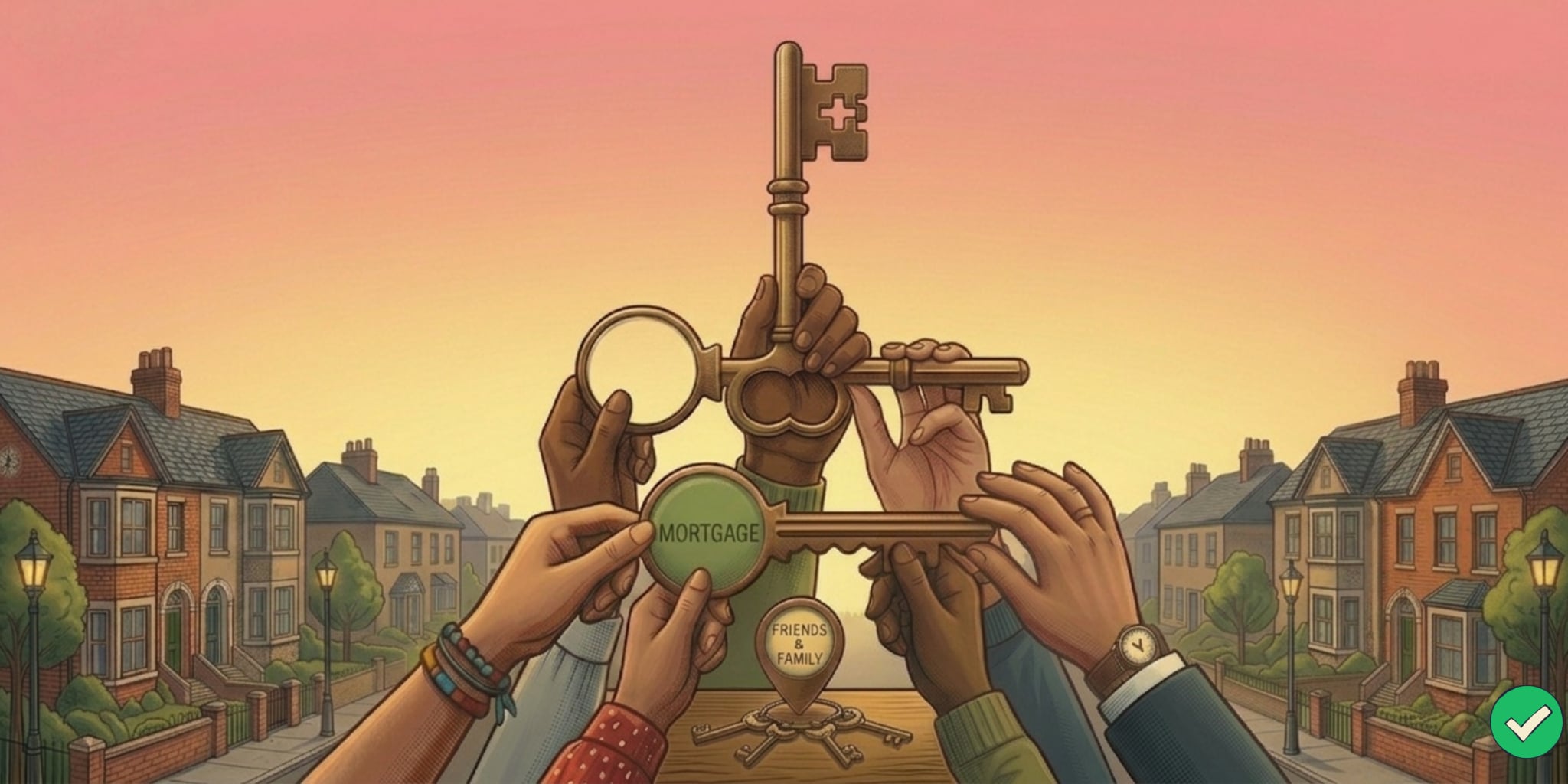 UK joint mortgage illustration showing non-residents, family or friends applying together for property finance