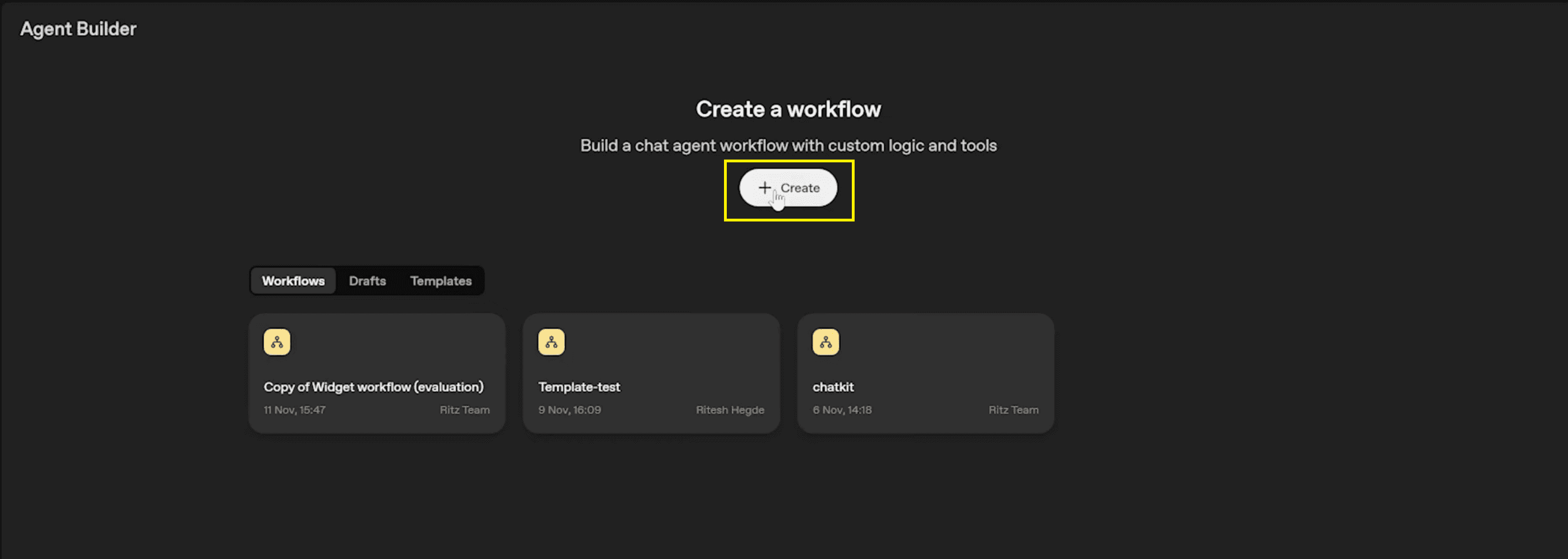 1. create workflow