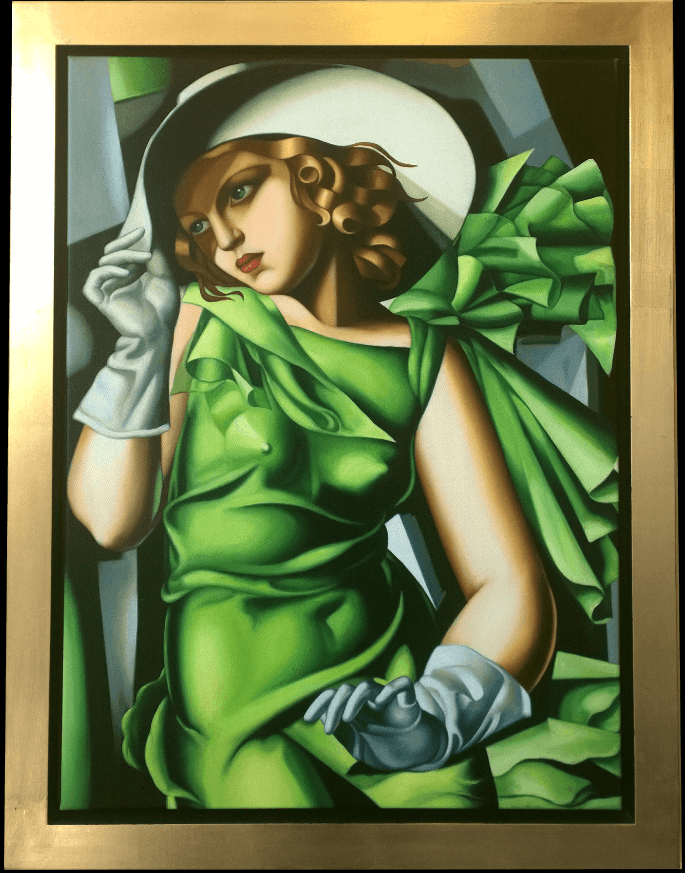 Ragazza in Verde di Tamara de Lempicka - riproduzione dipinta a mano a olio su tela, copia d'autore | Atelier della Copia d'Autore