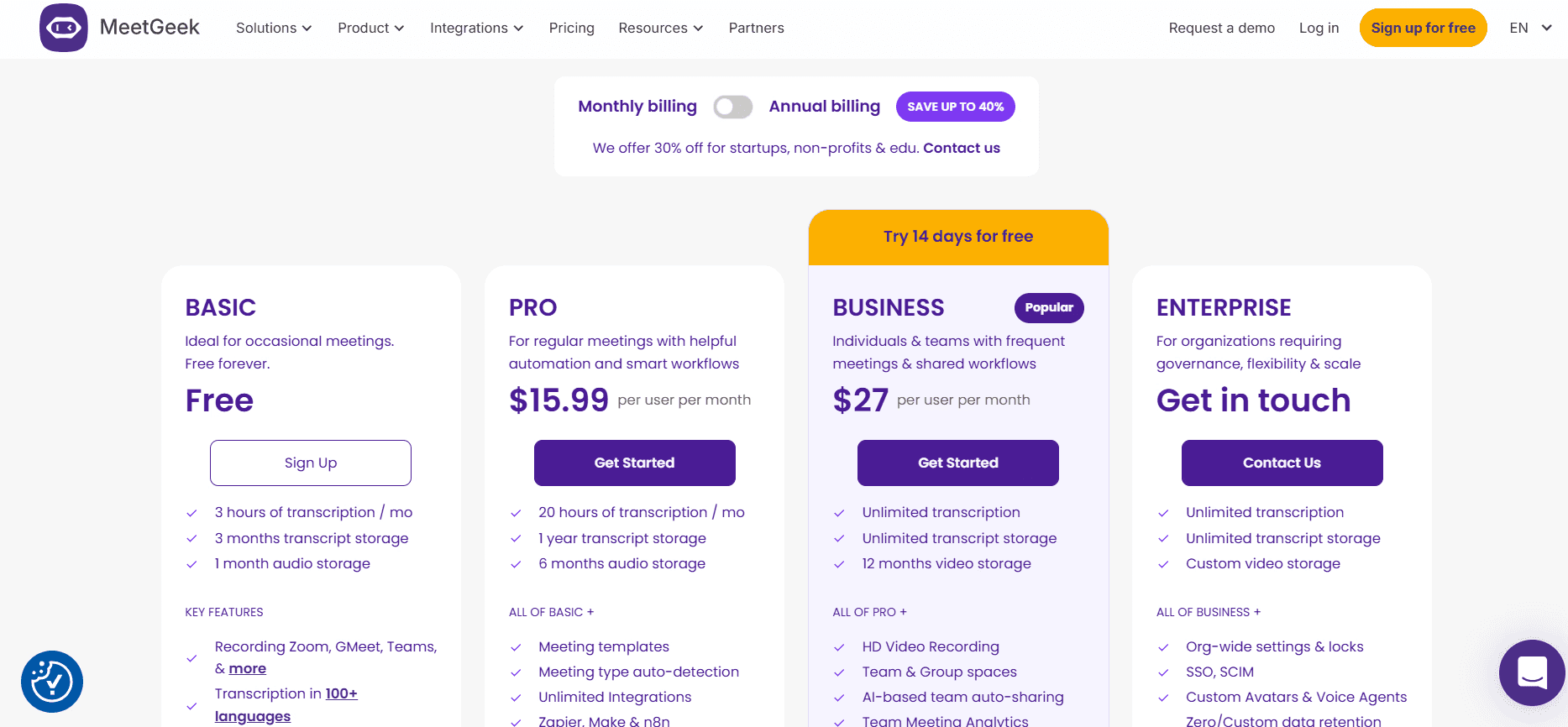 meetgeek prices