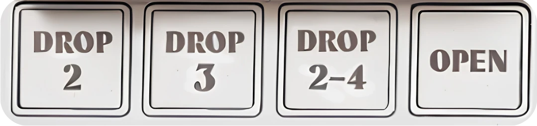 The four voicing buttons on the faceplate: Drop 2, Drop 3, Drop 2-4 and Open.