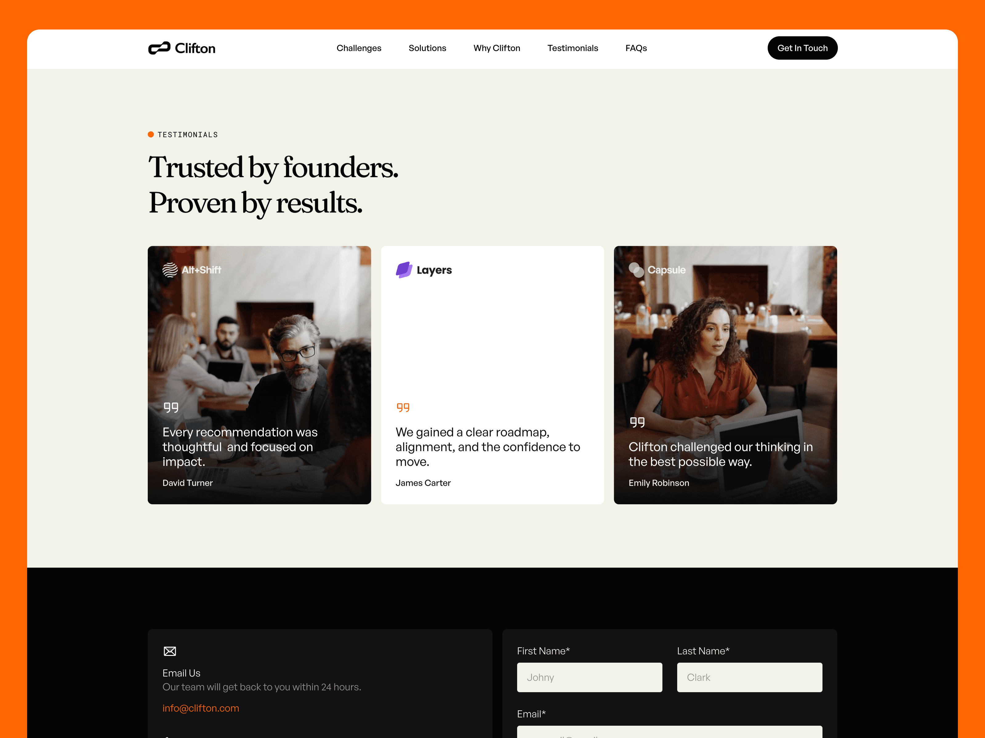 Clifton Free Framer Template Landing Page