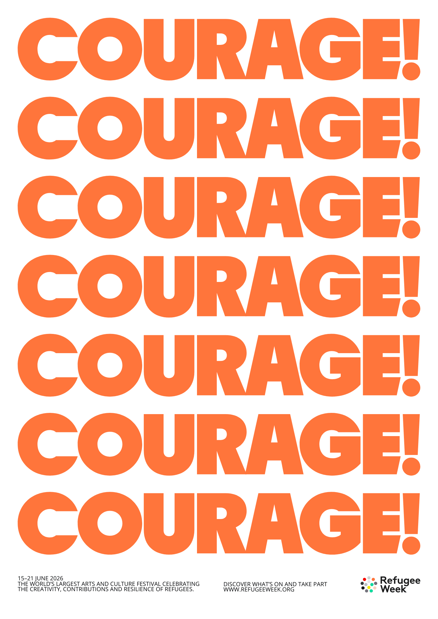 Refugee Week 2026 official poster with the words Courage