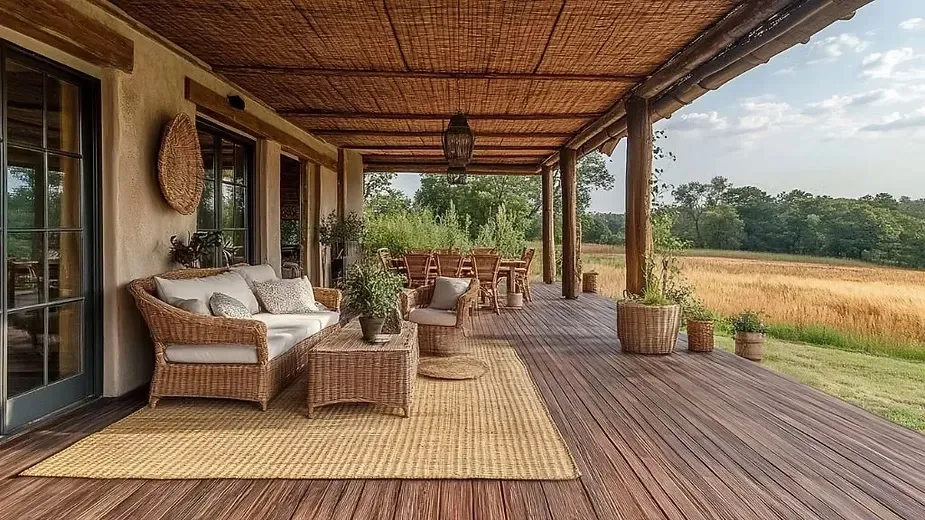 Modern bamboo house designs in farmhouse- Verandahs and Balconies.webp