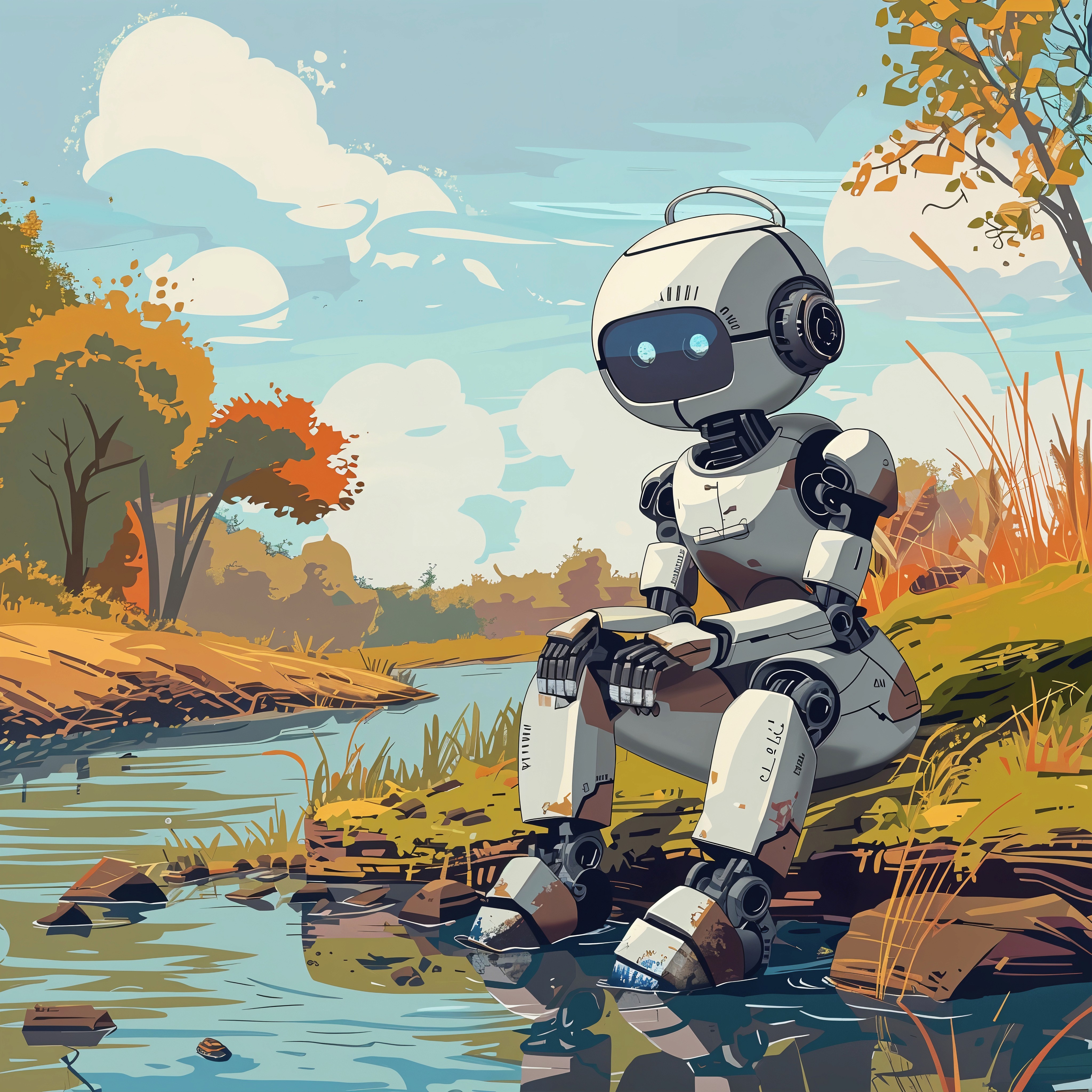  Cartoon ai robot scene