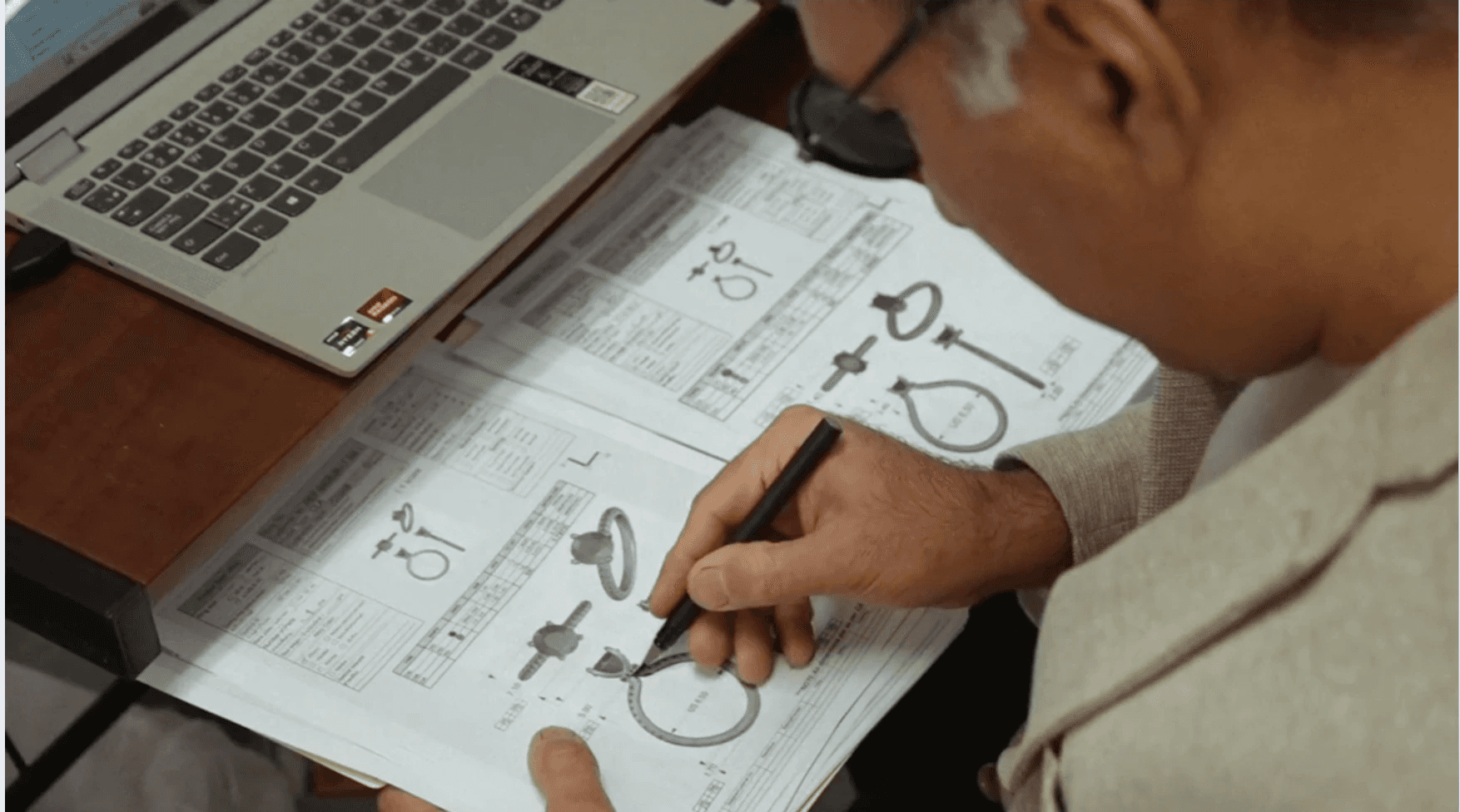 Custom engagement ring design sketch at Vanhess Jewelry Coquitlam — creating unique and men’s engagement ring concepts tailored to every client.