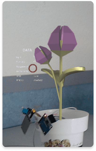 Magic flowerpot AR plant with its data