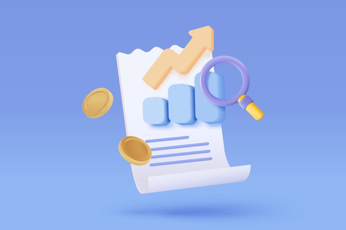 3D graph icon measuring metrics and success