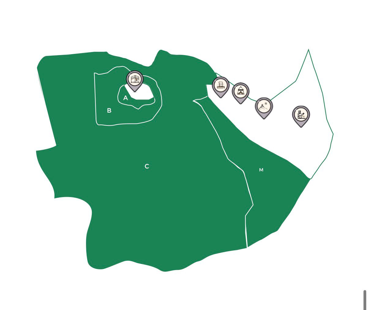 Een map van de nusuk zones in Mekka