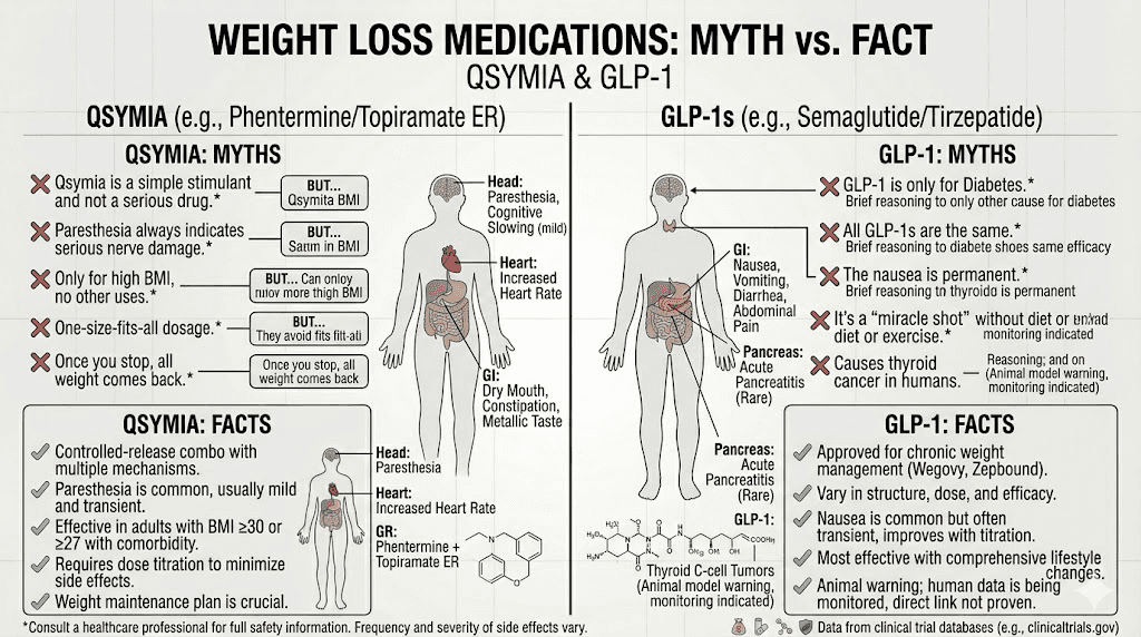 Common myths and facts about Qsymia and GLP-1 weight loss medicationsCommon myths and facts about Qsymia and GLP-1 weight loss medications