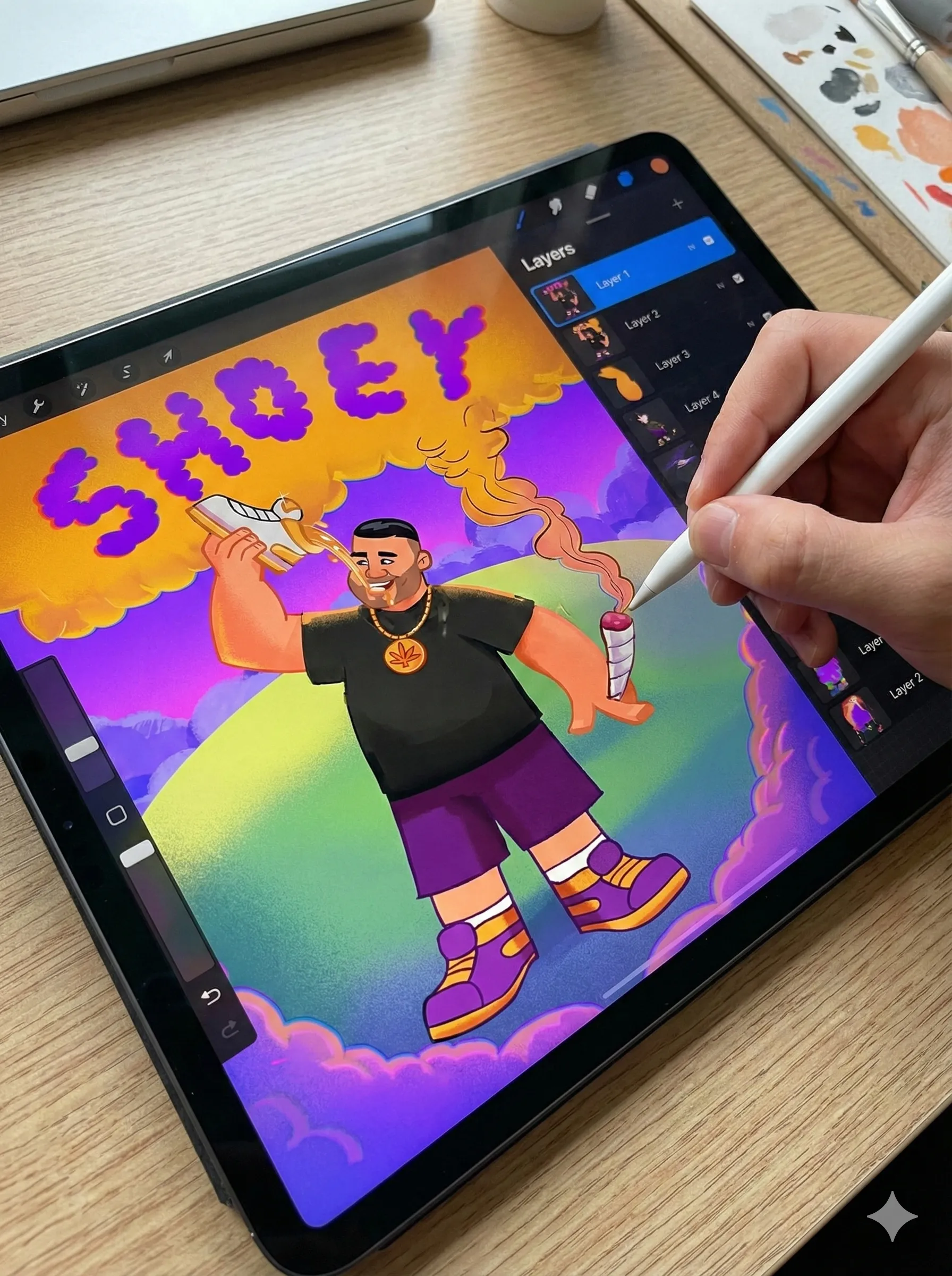 BamBam Budz logo paired with a stylized 3D cartoon character in a posing stance.