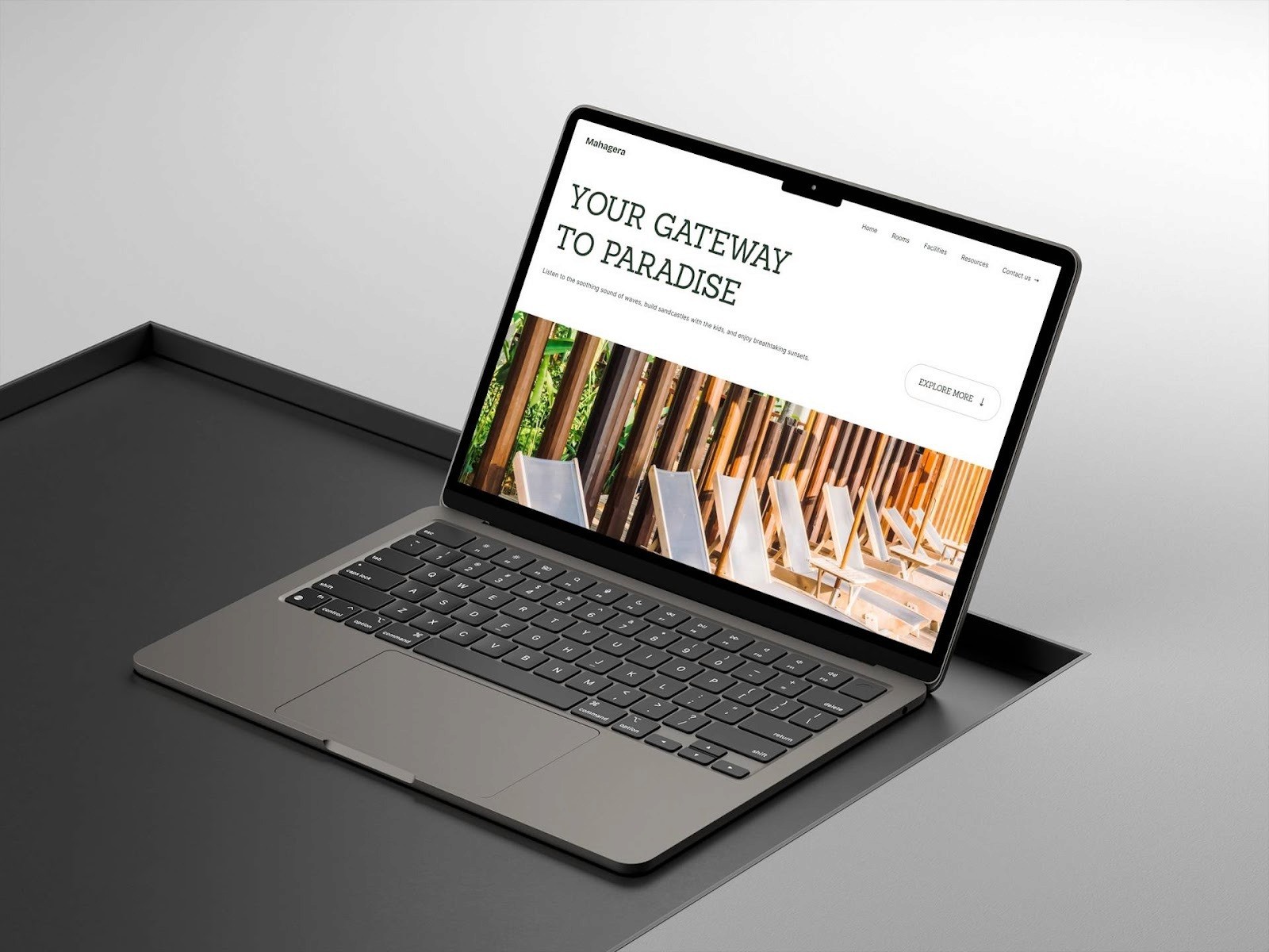 Mahagera modern resort hotel Framer template with elegant booking and hospitality layout