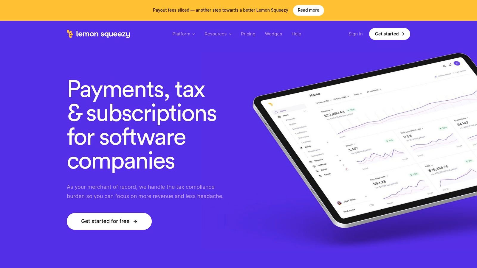 A screenshot of the Lemon Squeezy financial dashboard, showcasing sales analytics and revenue tracking, highlighting its utility as a Stan Store alternative.