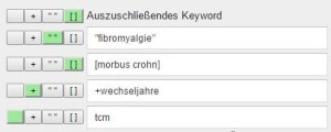 Keyword Optionen