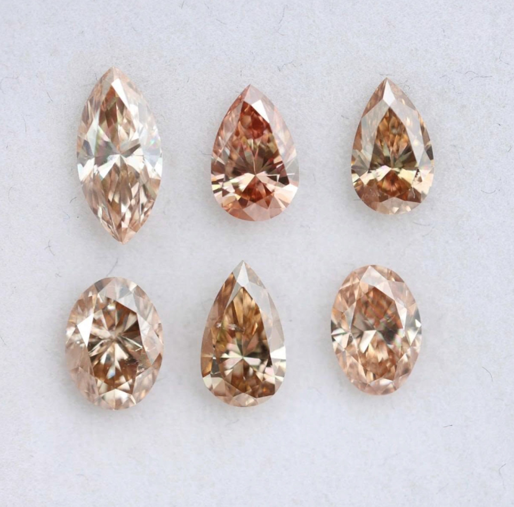 Champagne coloured lab-grown diamonds.
