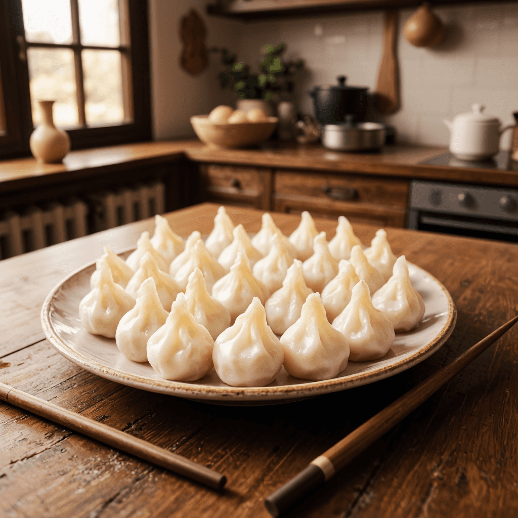 product photography of plate of dumplings