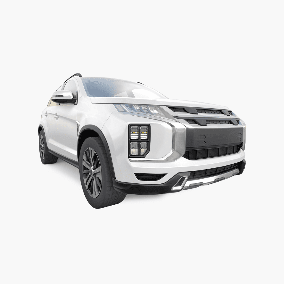 front view of white car