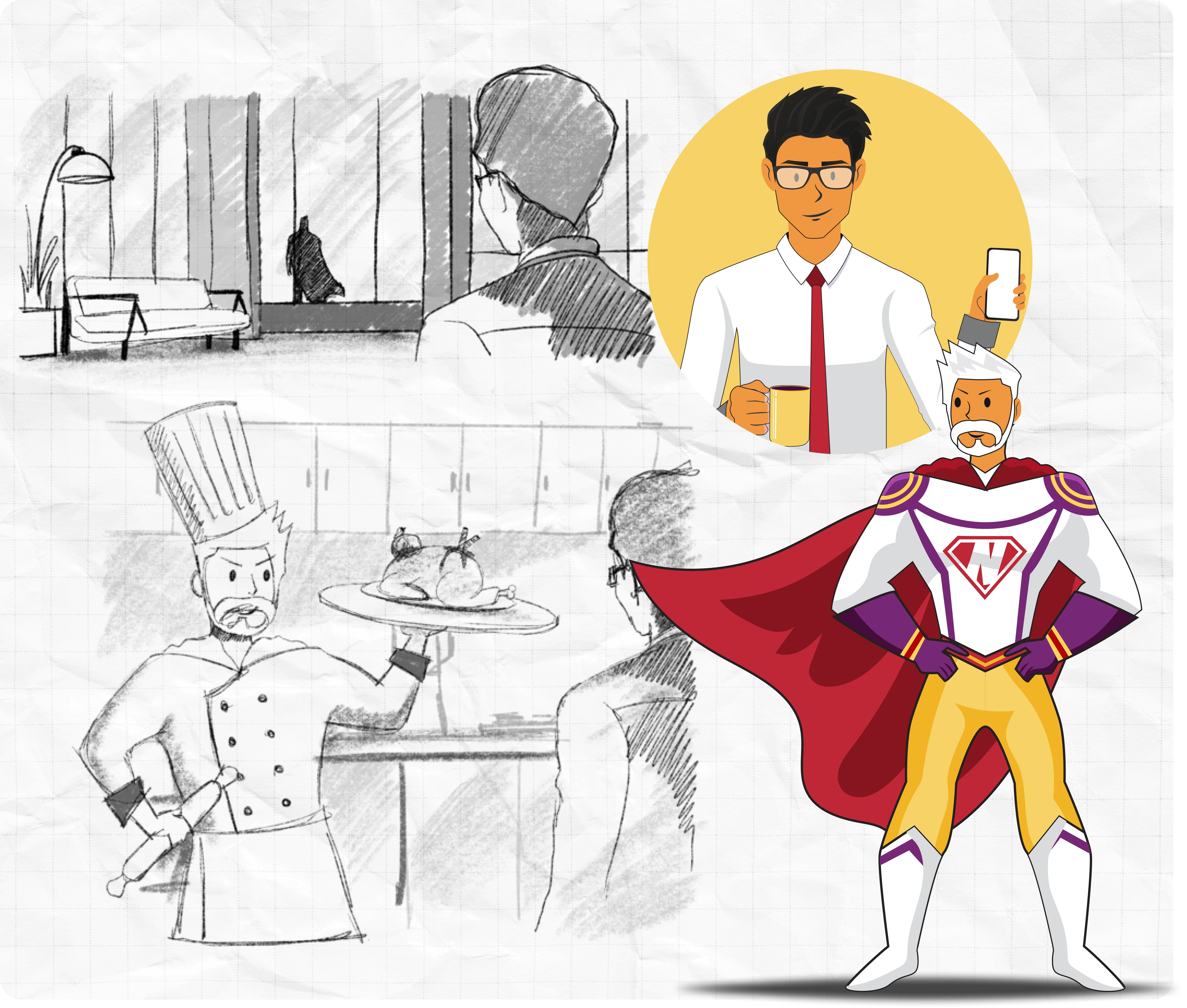 Aditya Birla Capital comic campaign comic campaign case study - brand overview visual, abstrct design