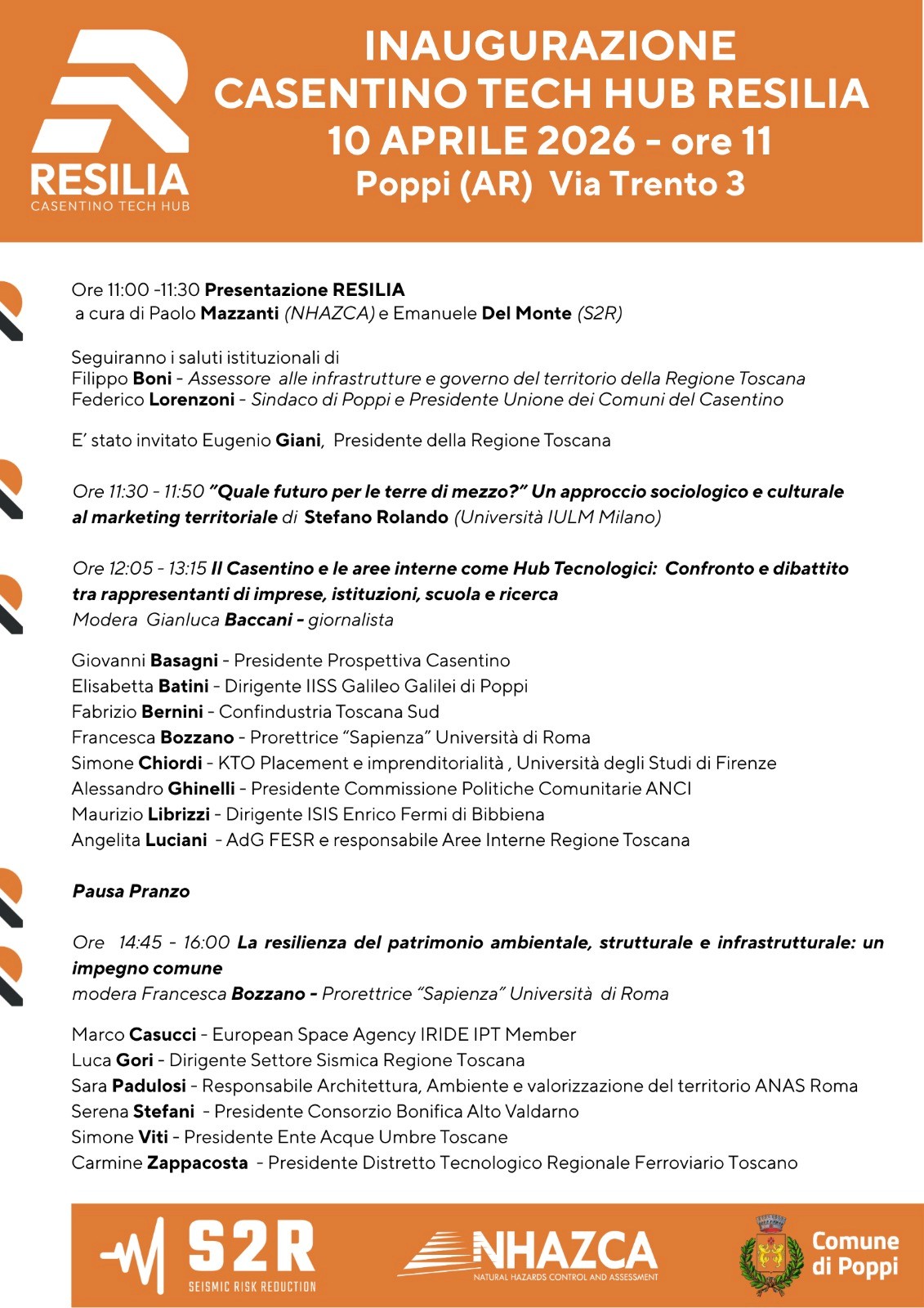 Programma definitivo dell'inaugurazione del Casentino Tech Hub — 10 aprile 2026