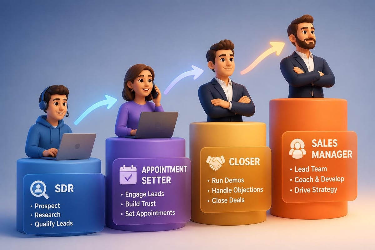 Sales role specializations and career paths