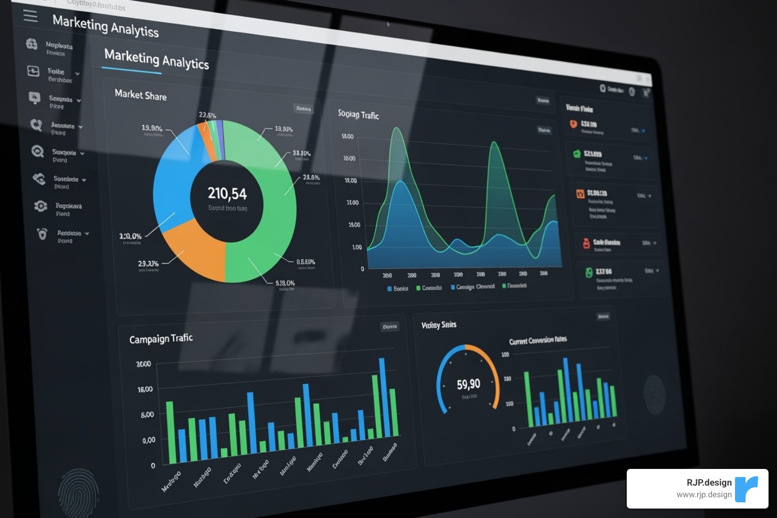 image of a marketing analytics dashboard on a screen - affordable digital marketing service