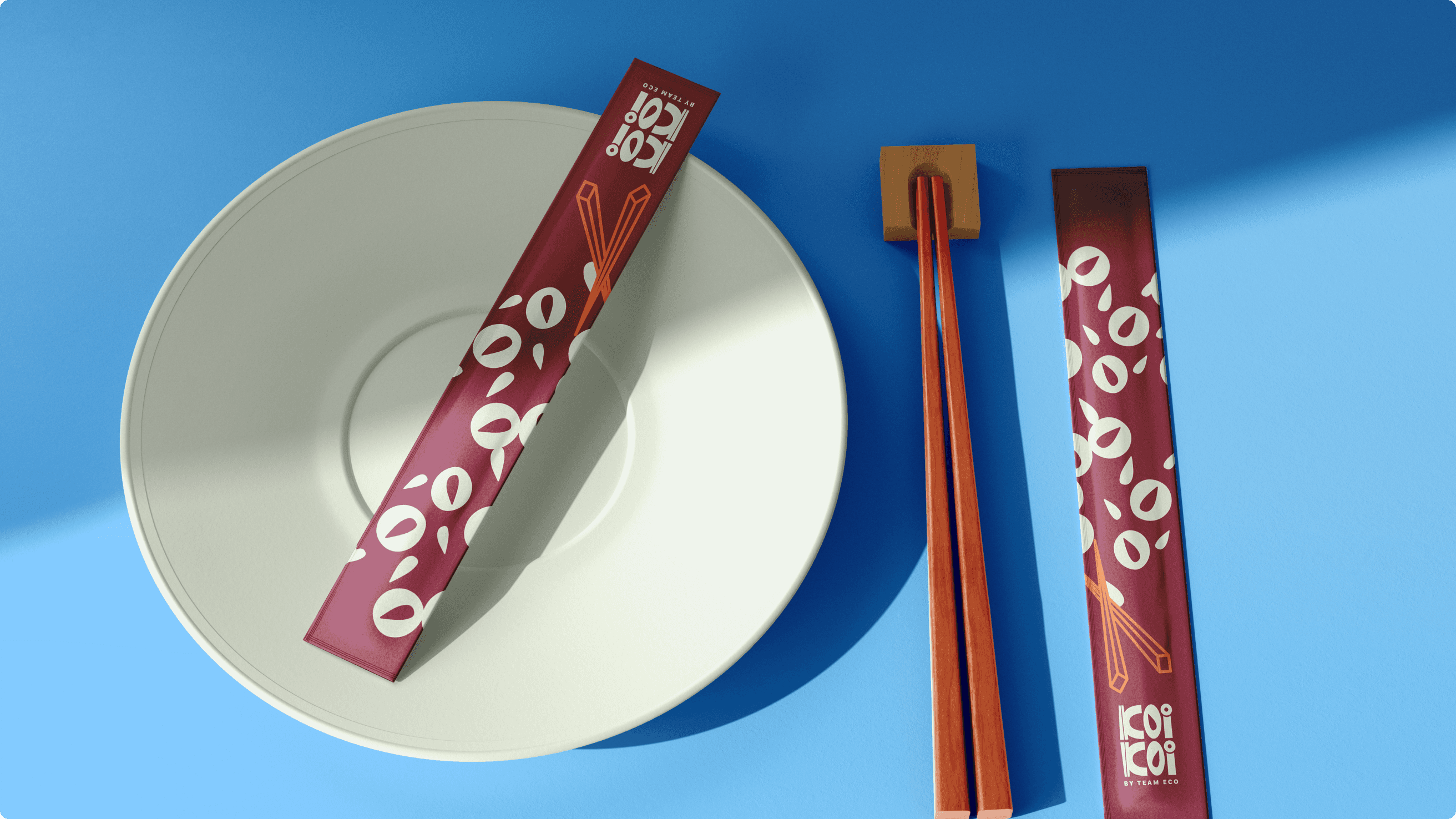 Chopstick sleeves designed by the Rare Ideas team.