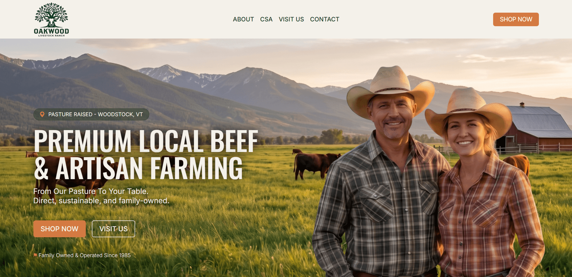 Farm & Ranch Carrd template desktop preview