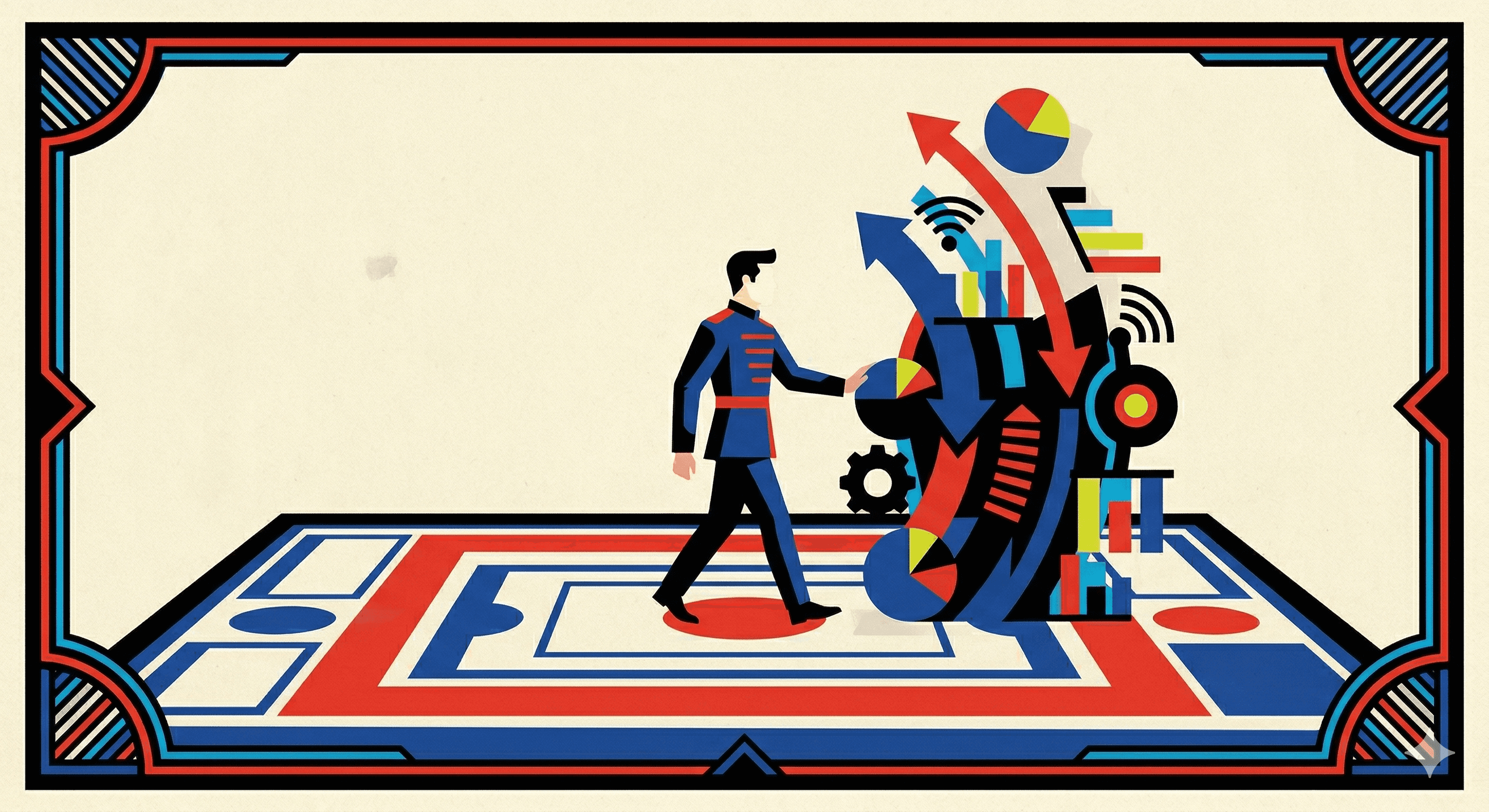 a person with an algorithm imagery on the background