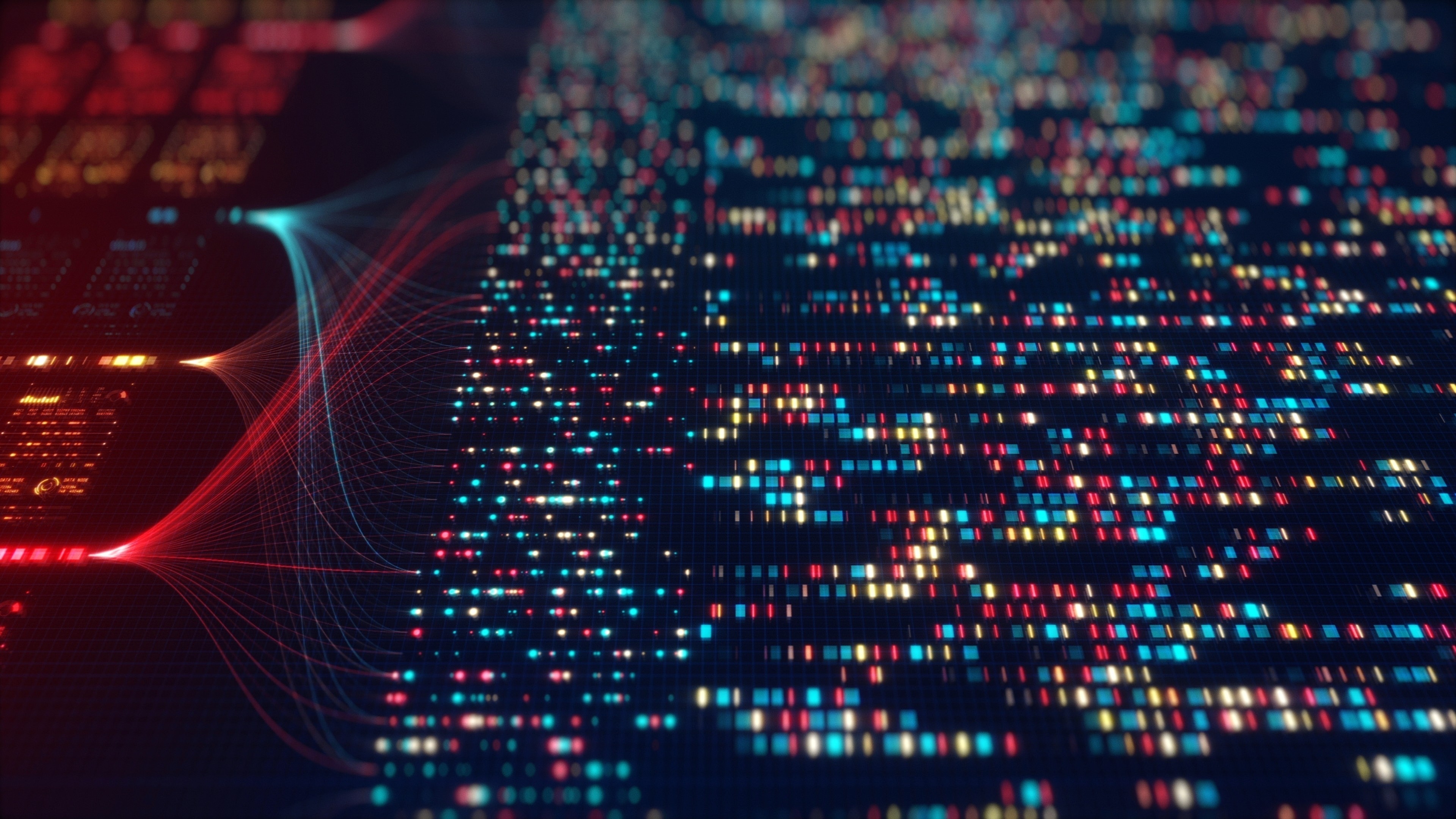 a blue background with lines and dots