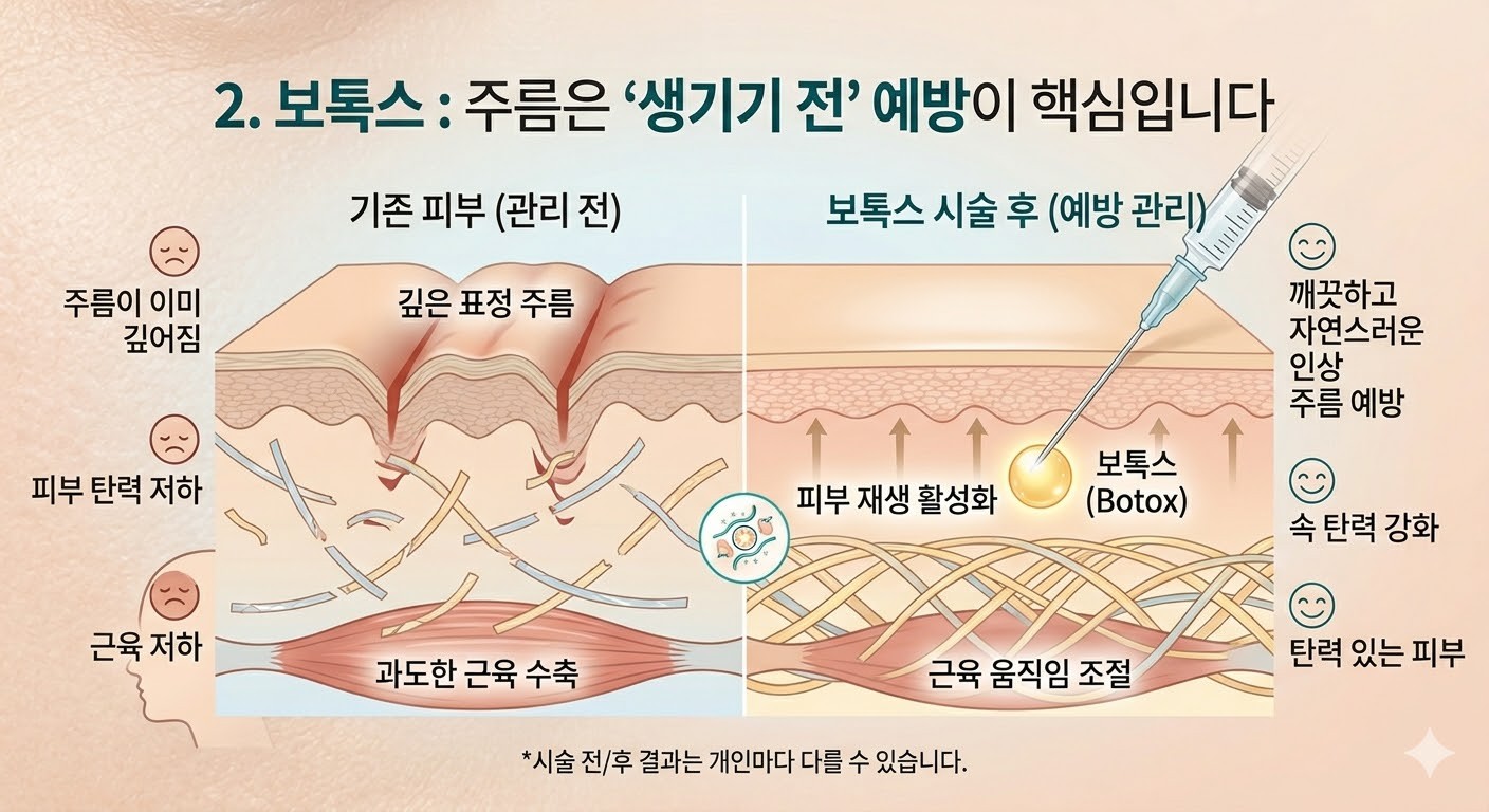 주름은 생기기 전이 가장 저렴합니다