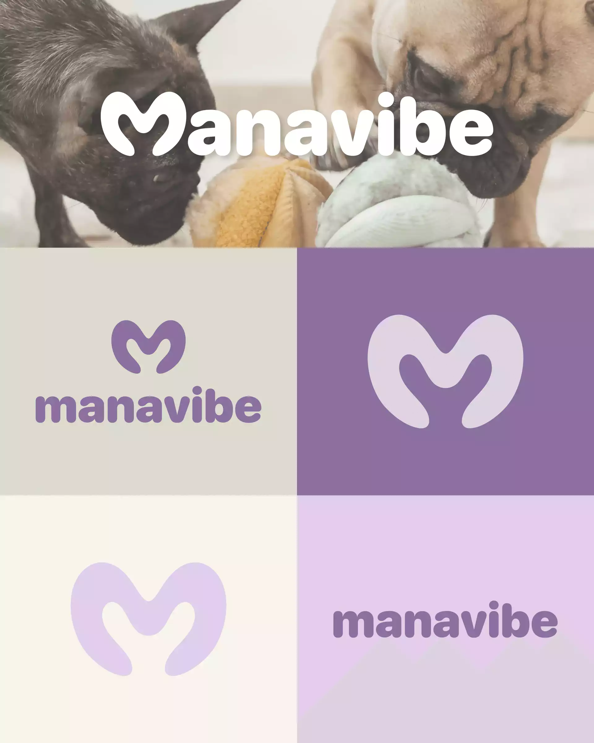 Variations du logo Manavibe créé par Coralie De Almeida, graphiste animalier