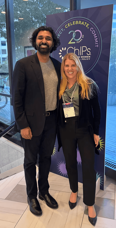 Shaunak Turaga, Docsum CEO (left) with Catherine Cambridge Docsum Strategic Advisor (right) the the ChIPs Global Summit in Washington, D.C. 2025