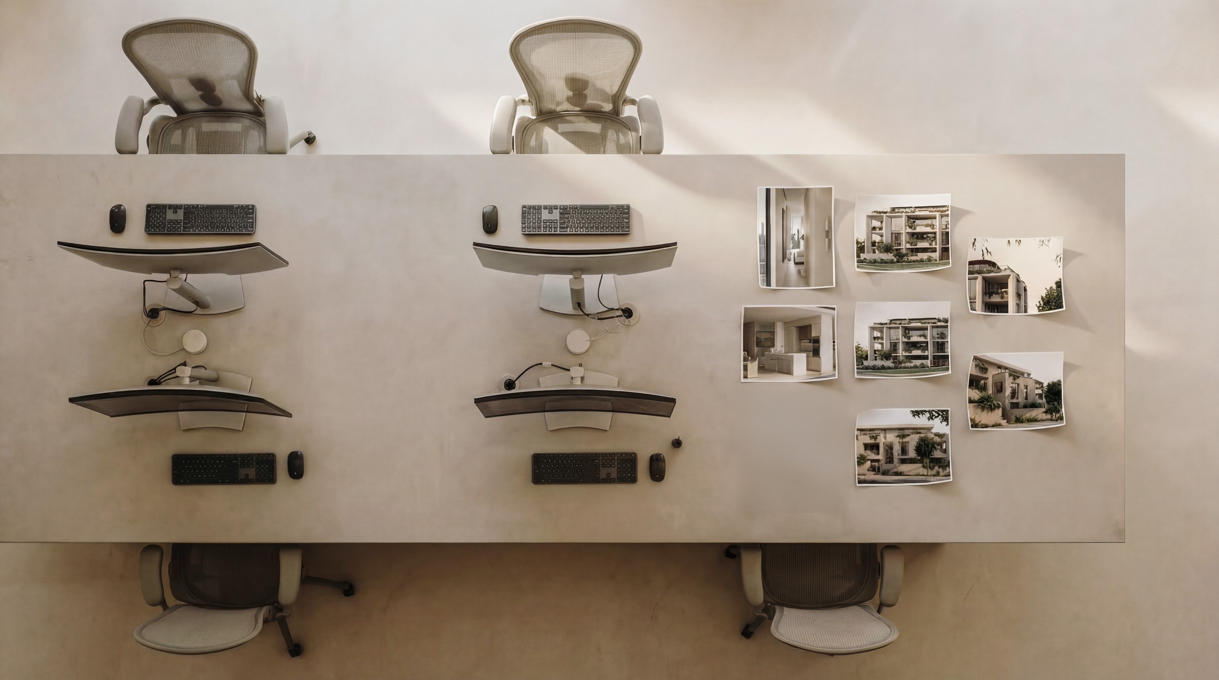 Two people are sitting in the office, discussing the upcoming project.