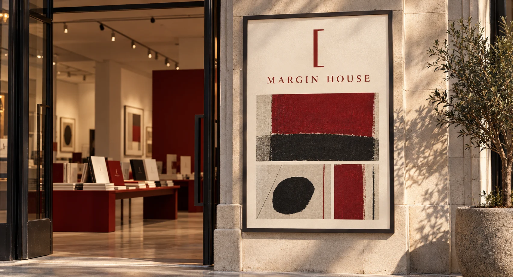 Margin House — book-fair poster brand application