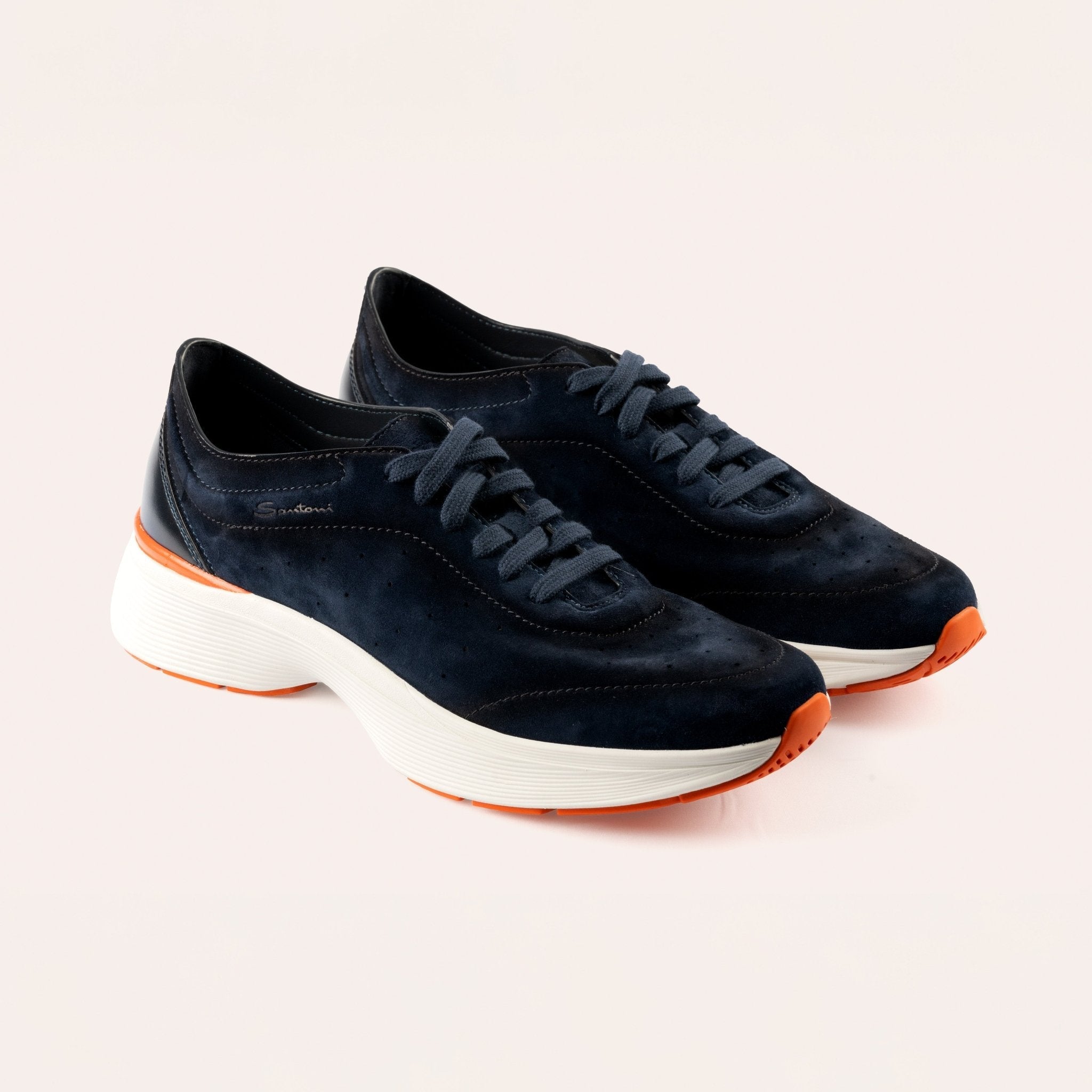 Men's blue suede and leather Bounce sneaker - Mandelli UK