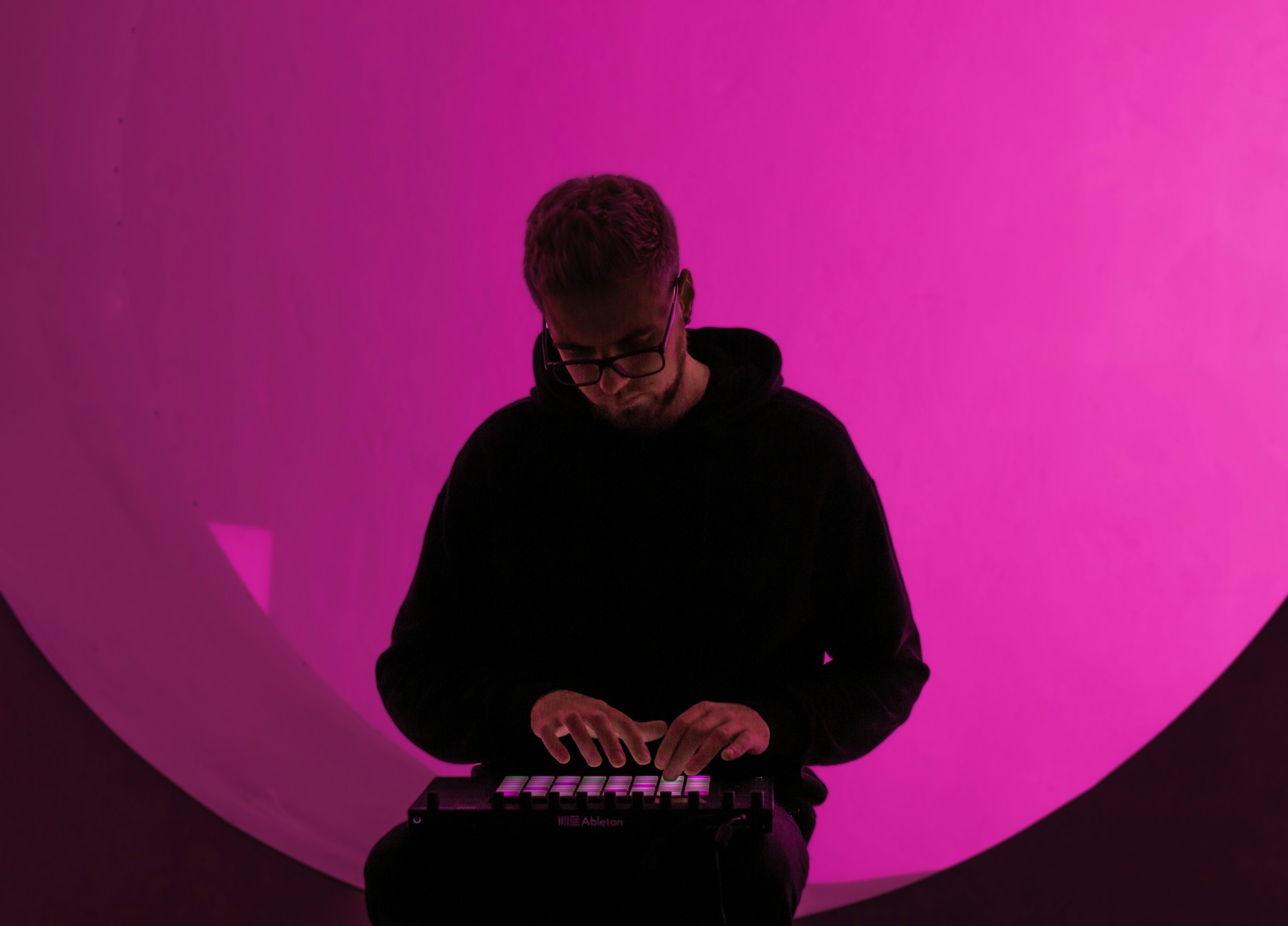 man creating music