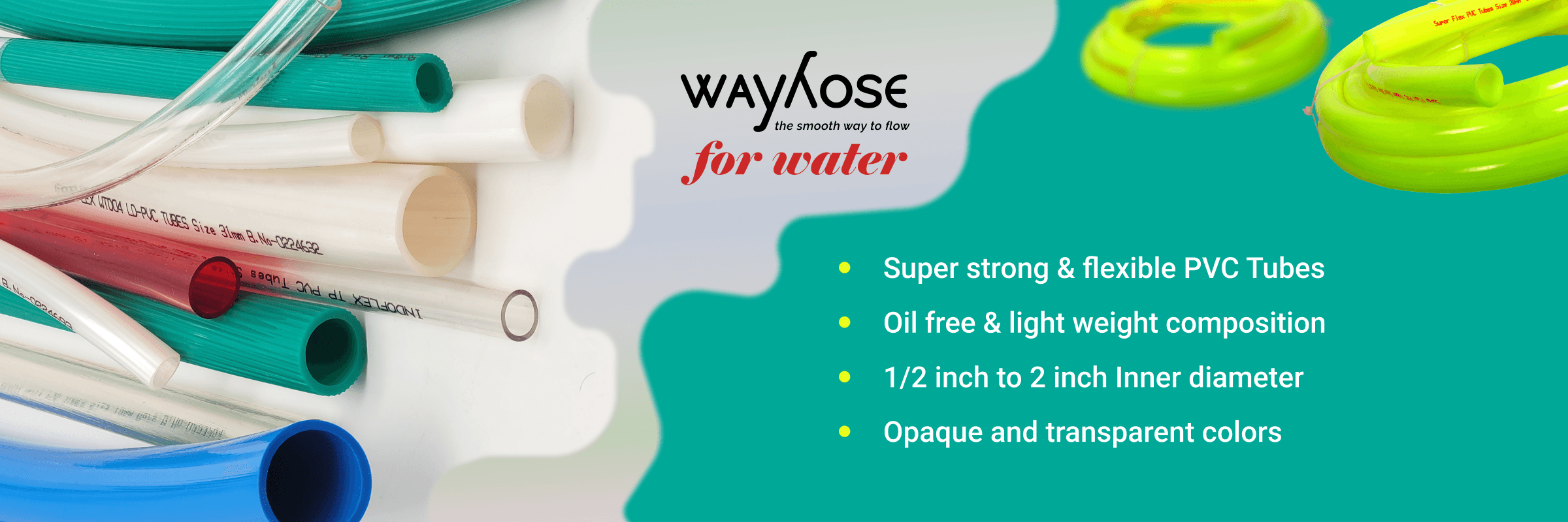 Multicolor PVC Tubes suitable for water 