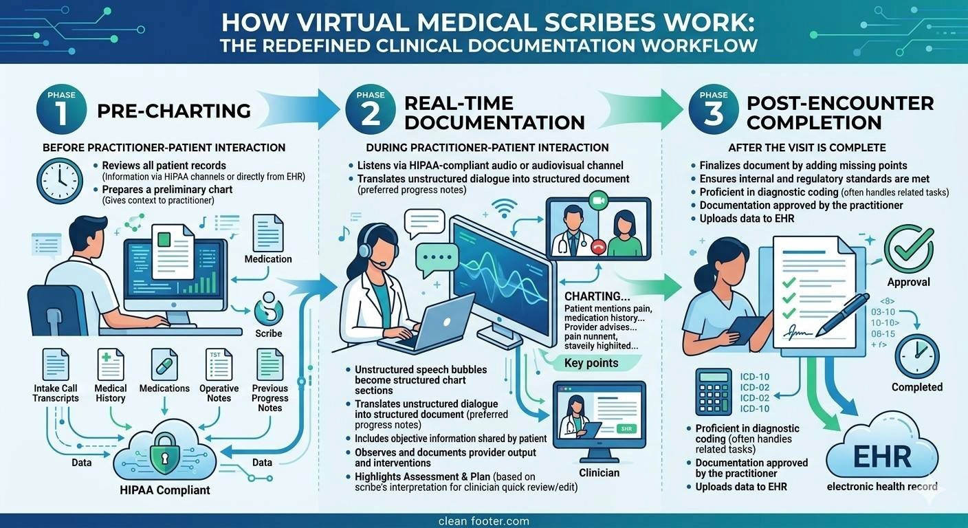 Virtual Medical Scribe Task Workflow