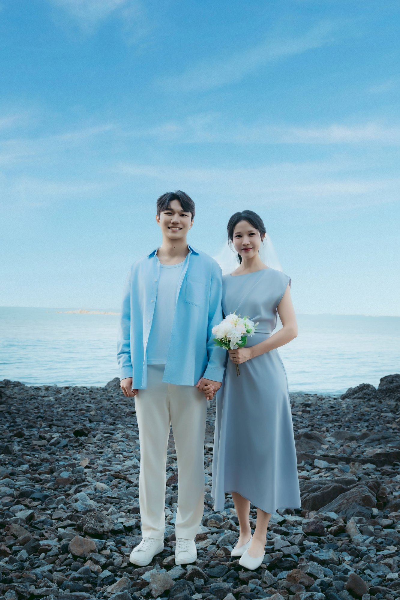 안산 대부도 구봉도 바다웨딩스냅 촬영 후기 | 낭만별비스튜디오가 담아낸 숲과 서해의 블루톤 야외웨딩