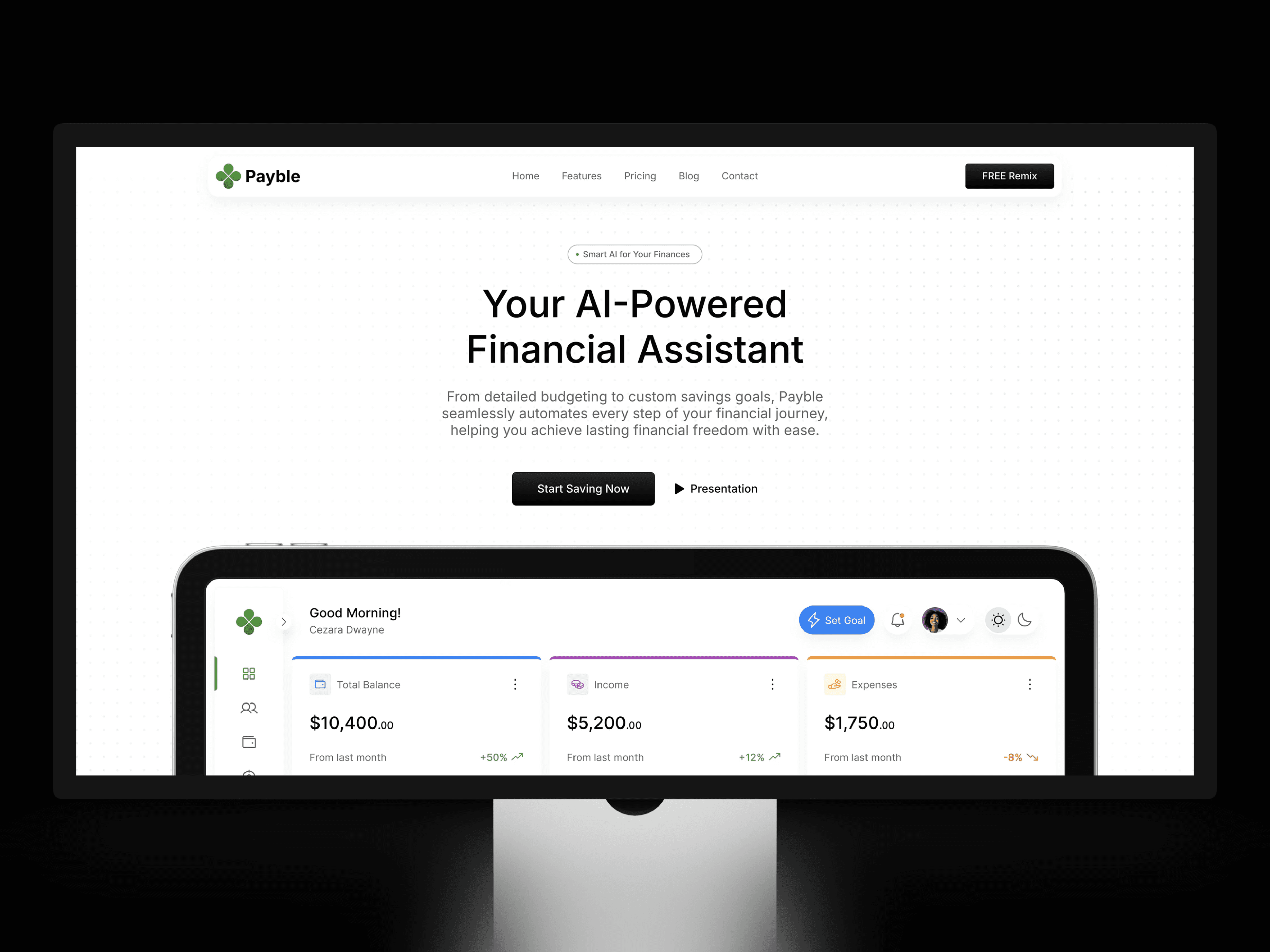 Quomi Screen on a desktop