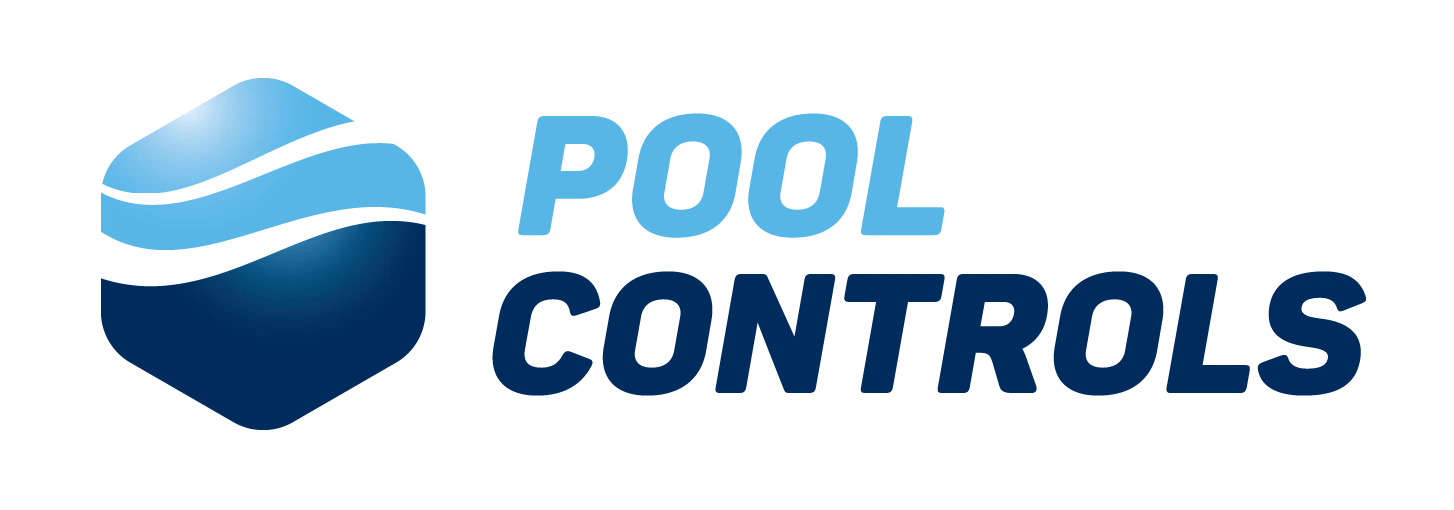 Pool Controls professional company logo with blue and teal RGB gradient.